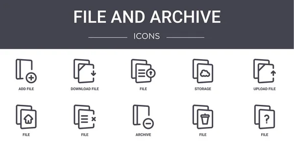 Fichier Archive Icônes Ligne Concept Définies Contient Des Icônes Utilisables — Image vectorielle