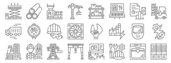 Iconos Línea Proceso Industrial Conjunto Lineal Conjunto Línea Vectorial Calidad — Vector de stock