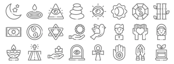 Iconos Línea Espiritual Conjunto Lineal Conjunto Línea Vectores Calidad Como — Vector de stock