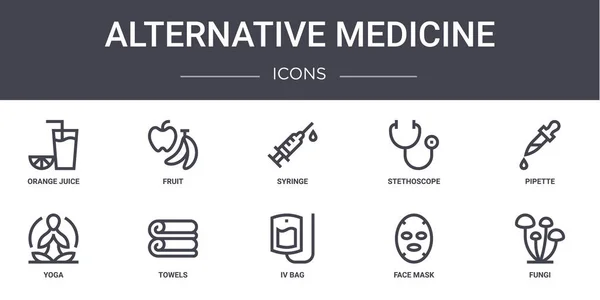 Εναλλακτική Ιατρική Έννοια Γραμμή Εικονίδια Που Περιέχει Εικόνες Που Χρησιμοποιούνται — Διανυσματικό Αρχείο