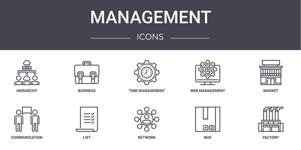 Conjunto Iconos Línea Concepto Gestión Contiene Iconos Utilizables Para Web — Vector de stock