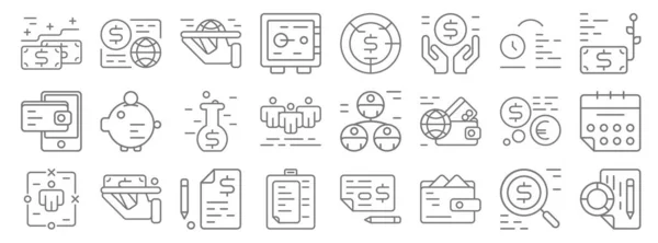 Symbole Für Geschäfts Und Finanzlinien Lineares Set Qualitätsvektorzeilenset Wie Statistik — Stockvektor