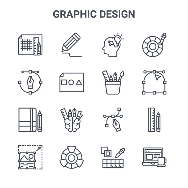 Ensemble Icônes Ligne Vectorielle Concept Conception Graphique 64X64 Icônes Fine — Image vectorielle