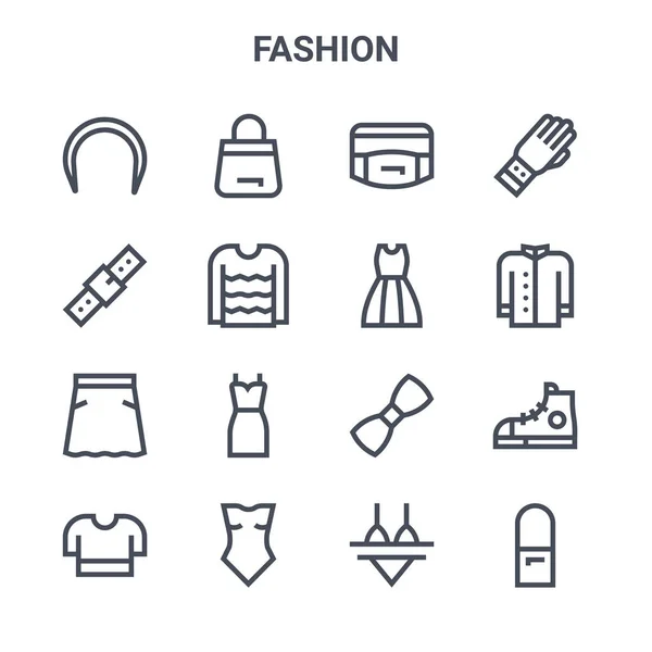 Set Fashion Concept Vector Line Icons 64X64 Thin Stroke Icons — Stock Vector