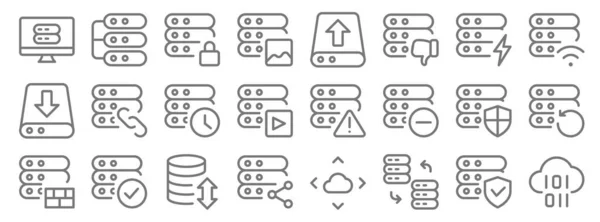 Work Office Server Line Symbole Lineares Set Qualitätsvektorzeilensatz Wie Binärcode — Stockvektor