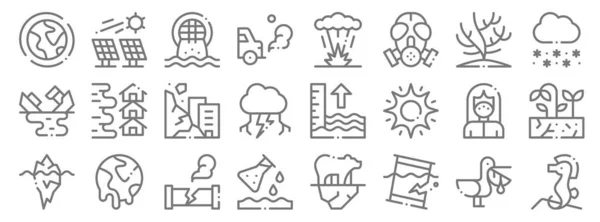 Climate Change Line Icons Linear Set Quality Vector Line Set — Stock Vector