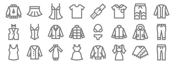 Iconos Línea Ropa Conjunto Lineal Conjunto Línea Vectorial Calidad Como — Vector de stock