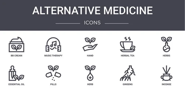 Εναλλακτική Ιατρική Έννοια Γραμμή Εικονίδια Που Περιέχει Εικόνες Που Μπορούν — Διανυσματικό Αρχείο