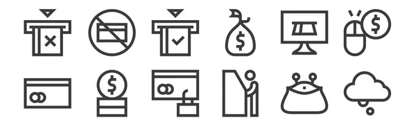 Jeux Icônes Paiement Linéaires Icônes Contour Mince Tels Que Nuage — Image vectorielle