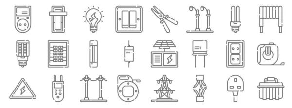 Herramientas Electricistas Iconos Línea Conjunto Lineal Conjunto Línea Vectores Calidad — Archivo Imágenes Vectoriales