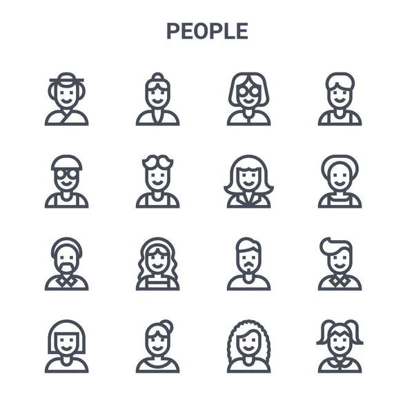 Set People Concept Vector Line Icons 64X64 Thin Stroke Icons — Stock Vector