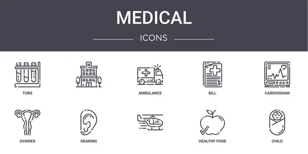 Medical Concept Line Icons Set Contains Icons Usable Web Logo — Stock Vector