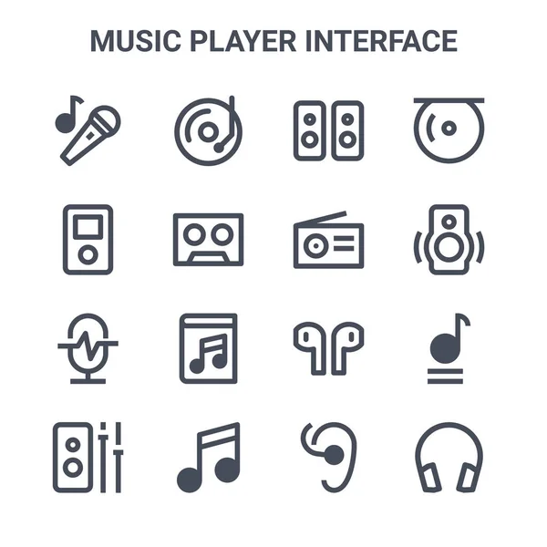 Set Music Player Interface Concept Vector Line Icons 64X64 Thin — Stock Vector