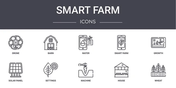 Smart Farm Concept Line Symbole Gesetzt Enthält Symbole Für Web — Stockvektor