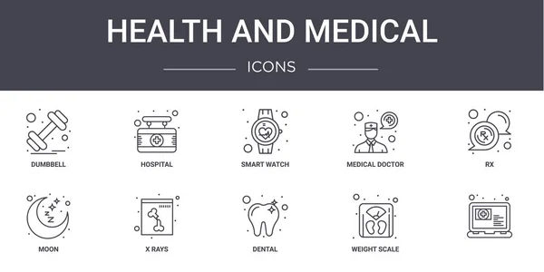 Υγεία Και Ιατρική Έννοια Γραμμή Εικονίδια Που Περιέχει Εικόνες Που — Διανυσματικό Αρχείο