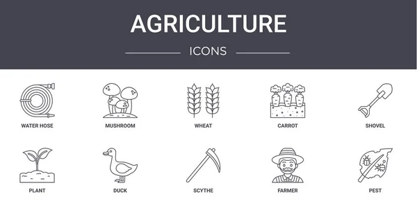Landwirtschaft Konzeptlinie Symbole Gesetzt Enthält Symbole Für Web Logo Wie — Stockvektor