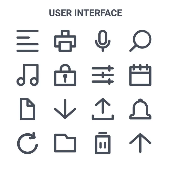 Kullanıcı Arayüzü Konsept Vektör Çizgisi Simgesi Seti Yazdırma Müzik Zaman — Stok Vektör