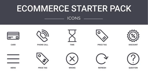 Commerce Starter Pack Konzept Linie Symbole Gesetzt Enthält Symbole Für — Stockvektor