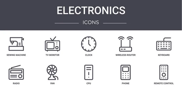 Icônes Ligne Concept Électronique Ensemble Contient Des Icônes Utilisables Pour — Image vectorielle