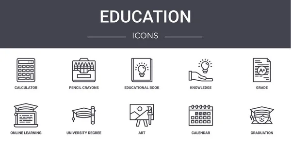 Concepto Educación Iconos Línea Conjunto Contiene Iconos Utilizables Para Web — Archivo Imágenes Vectoriales