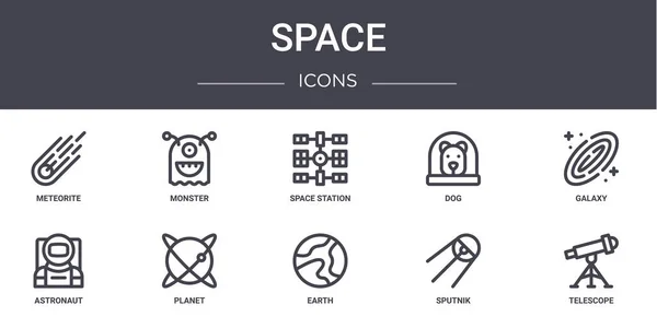 Espacio Concepto Línea Iconos Conjunto Contiene Iconos Utilizables Para Web — Vector de stock