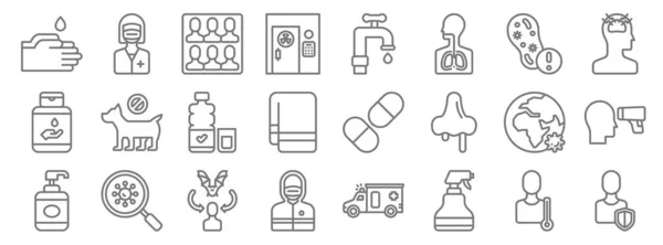 Iconos Línea Covid Conjunto Lineal Conjunto Línea Vectores Calidad Como — Vector de stock