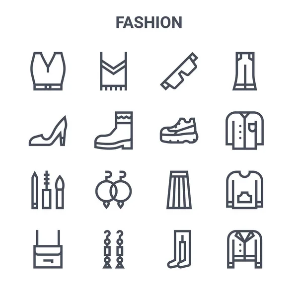 Set Fashion Concept Vector Line Icons 64X64 Thin Stroke Icons — Stock Vector