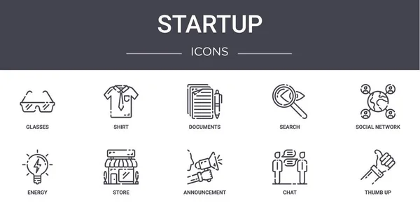Startup Konzept Zeilensymbole Gesetzt Enthält Symbole Für Web Logo Wie — Stockvektor