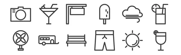 Наборів Лінійних Святкових Іконок Тонкі Контурні Значки Такі Сік Штани — стоковий вектор
