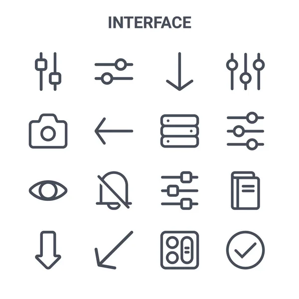 Ensemble Icônes Ligne Vectorielle Concept Interface 64X64 Icônes Fine Course — Image vectorielle