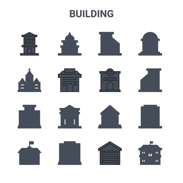 Set Building Concept Vector Line Icons 64X64 Thin Stroke Icons — Stock Vector