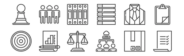 Conjunto Ícones Gerenciamento Linear Ícones Contorno Fino Como Lista Hierarquia — Vetor de Stock