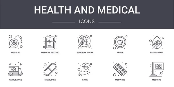 Health Medical Concept Line Icons Set Contains Icons Usable Web — Stock Vector