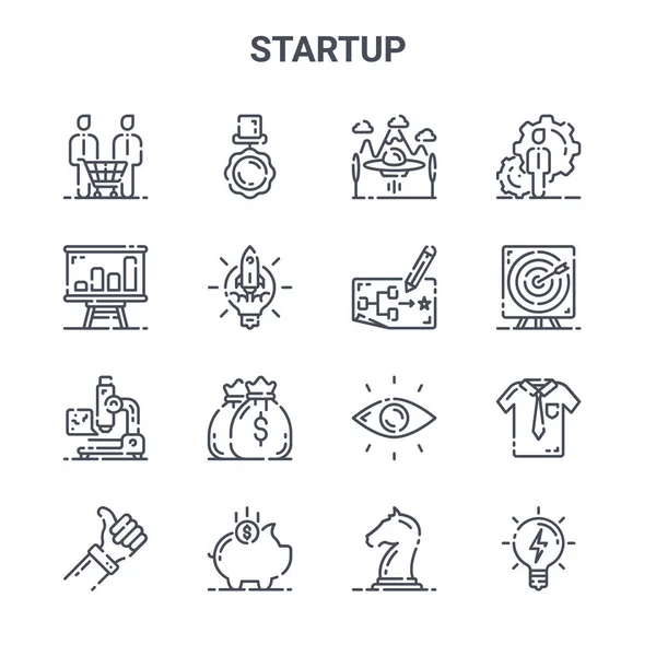 Set Startup Concept Vector Line Icons 64X64 Thin Stroke Icons — Stock Vector