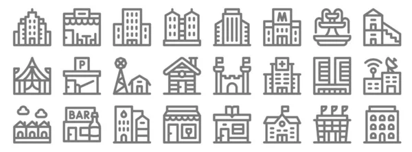 Iconos Línea Construcción Urbana Conjunto Lineal Conjunto Línea Vectores Calidad — Vector de stock