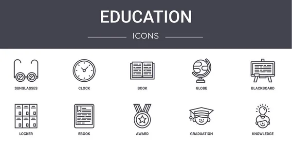 Istruzione Concetto Linea Icone Set Contiene Icone Utilizzabili Web Logo — Vettoriale Stock