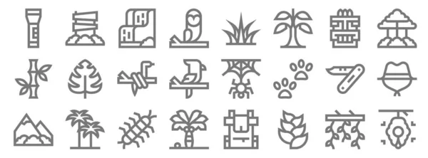 Иконки Линий Джунглей Линейное Множество Набор Векторных Линий Качества Таких — стоковый вектор