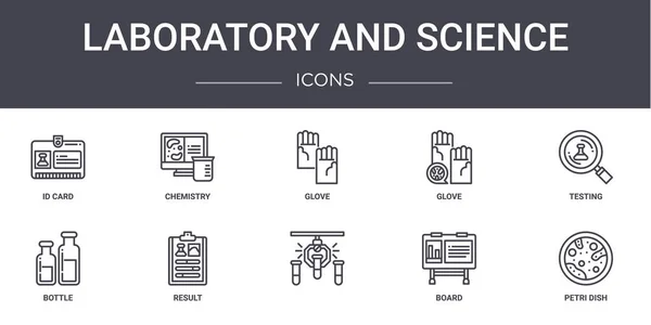 Laboratório Ciência Conjunto Ícones Linha Conceito Contém Ícones Utilizáveis Para — Vetor de Stock