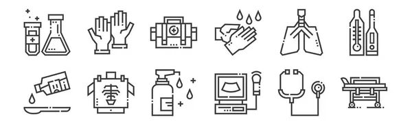 Наборів Іконок Лінійних Медичних Служб Тонкі Контурні Значки Такі Медичний — стоковий вектор