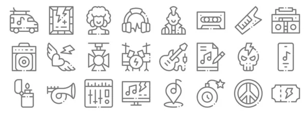 Rock Roll Line Icons Linear Set Quality Vector Line Set — Stock Vector