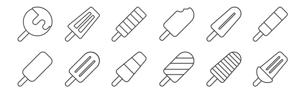 Set Linear Ice Pop Icons Thin Outline Icons Ice Pop — Stock Vector