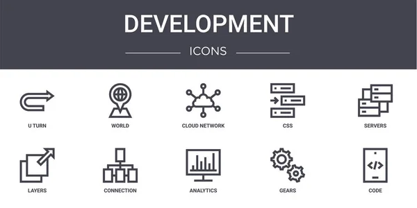 Development Concept Line Icons Set Contains Icons Usable Web Logo — стоковый вектор