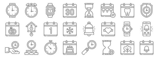 Iconos Calendario Línea Fecha Conjunto Lineal Conjunto Línea Vectores Calidad — Vector de stock