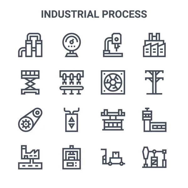 Set Industrial Process Concept Vector Line Icons 64X64 Thin Stroke — Stock Vector