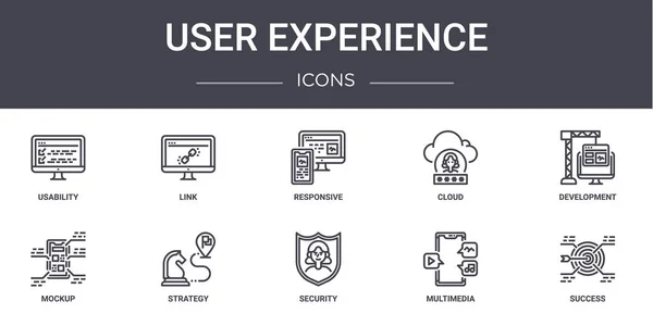 Experiencia Usuario Concepto Línea Iconos Conjunto Contiene Iconos Utilizables Para — Vector de stock