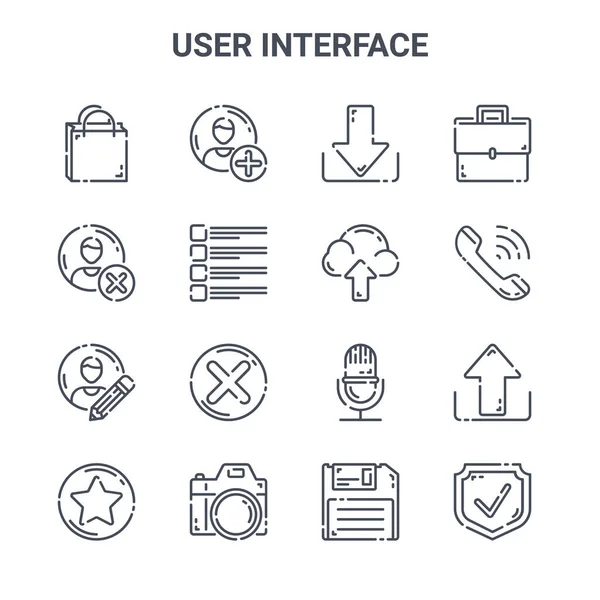 Kullanıcı Arayüzü Konsept Vektör Çizgisi Simgesi Seti Hesap Silme Telefon — Stok Vektör