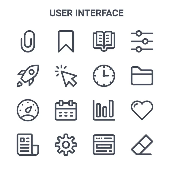 Kullanıcı Arayüzü Konsept Vektör Çizgisi Simgesi Seti Yer Imi Roket — Stok Vektör