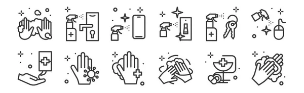 Conjunto Iconos Higiene Lineal Iconos Delgados Como Lavado Manos Lavado — Archivo Imágenes Vectoriales
