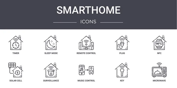 Smarthome Concept Line Icons Gesetzt Enthält Symbole Für Web Logo — Stockvektor