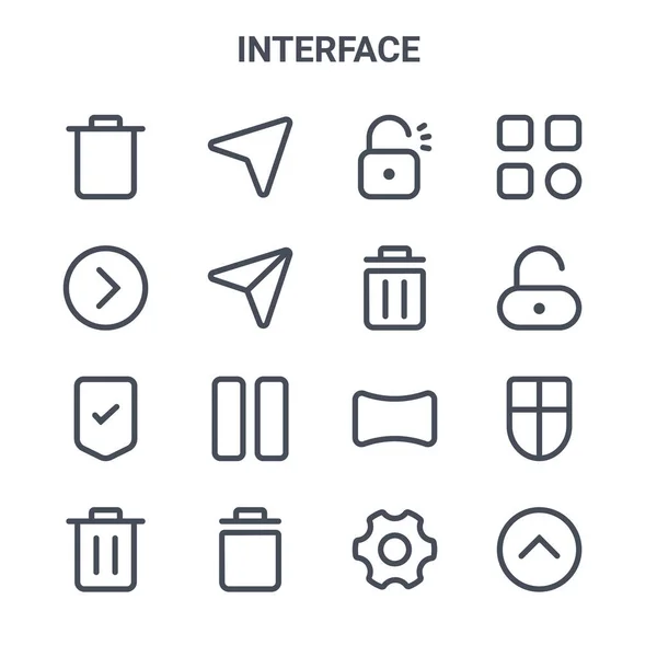 Uppsättning Gränssnitt Koncept Vektor Linje Ikoner 64X64 Tunna Stroke Ikoner — Stock vektor